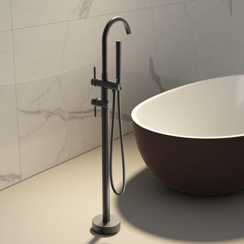 Eridanus Double Handle Floor Mounted Freestanding Clawfoot Tub Faucet